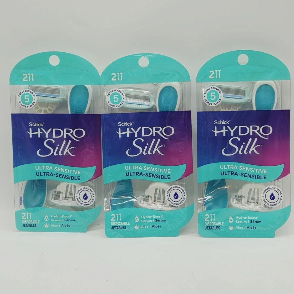 Lot of 3 Schick Hydro Silk Ultra Sensitive Women's Disposable Razors 6ct Total